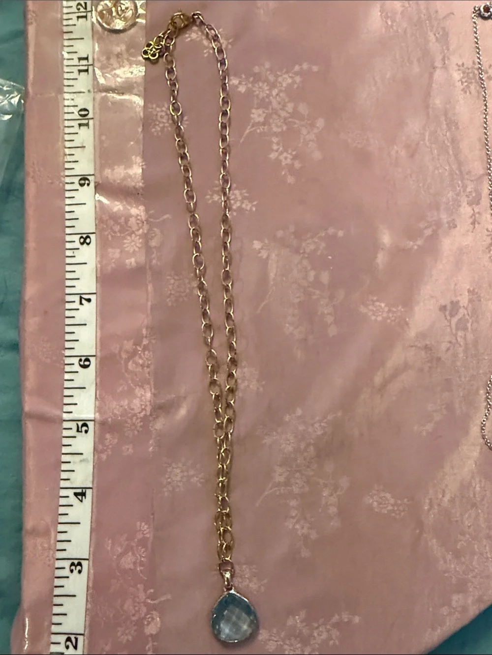 Gold-Tone Teardrop Blue Pendant Necklace